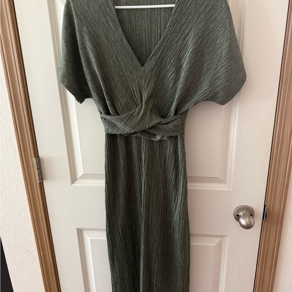 All in Favor Sage Green Midi Dress